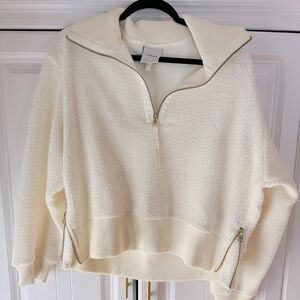 Varley Cream Zip-Up Sweater